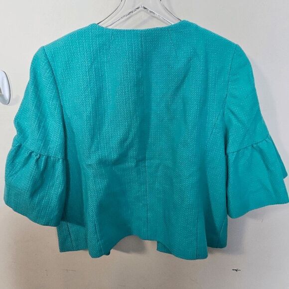 Talbots Flutter Sleeve Cropped Open Front Blazer Jacket Women's Blue Size 12 - Picture 2 of 6